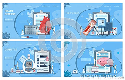 Health concept of hypotension and hypertension disease. Type 2 diabetes and insulin production Vector Illustration