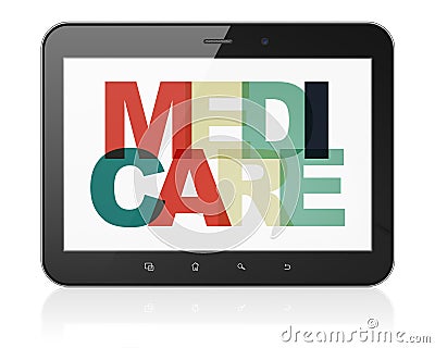 Health concept: Tablet Computer with Medicare on display Stock Photo