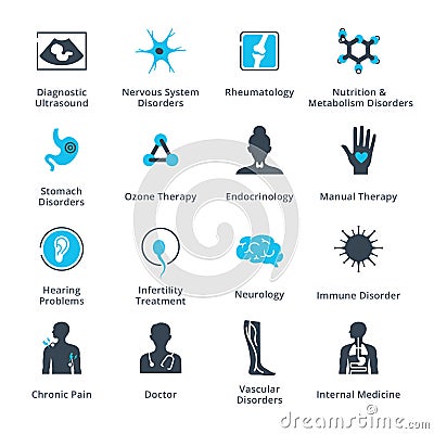 Health Conditions & Diseases Icons Vector Illustration