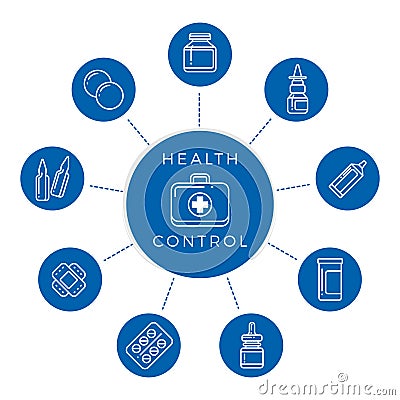 Health control linear icons concept Vector Illustration