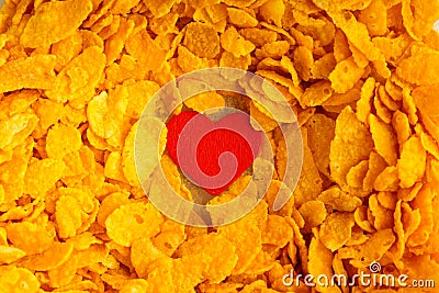 Health diet concept, healthy breakfast. Love corn flakes background Stock Photo