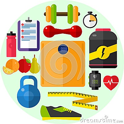 Health, Diet Fitness Vector Illustration