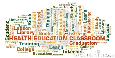 Health Education Classroom word cloud. Stock Photo