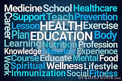 Health Education Word Cloud Stock Photo