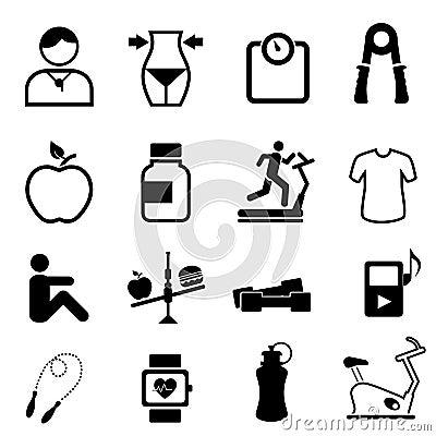 Health, fitness and diet icons Vector Illustration