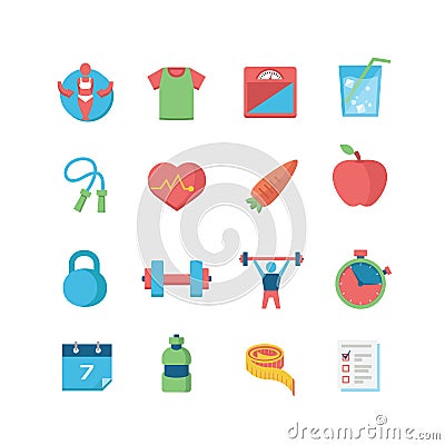 Health & Fitness Icons Vector Illustration