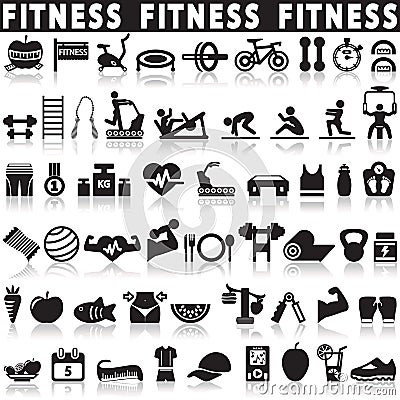 Health and Fitness icons Vector Illustration