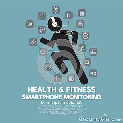 Health And Fitness Smartphone Monitoring Vector Illustration