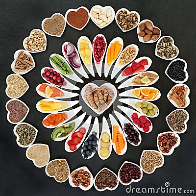 Health Food for a Healthy Heart Stock Photo