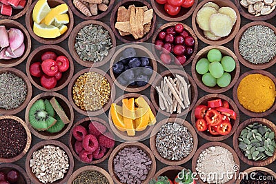 Health Food to Boost Immune System Stock Photo