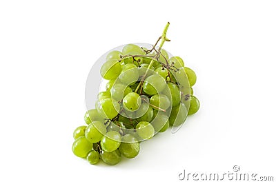 Green grapes isolated on white background. Stock Photo