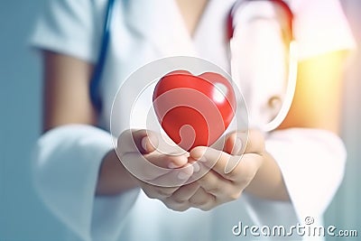 health hand care heart doctor cardiology hospital medicine concept person. Generative AI. Stock Photo