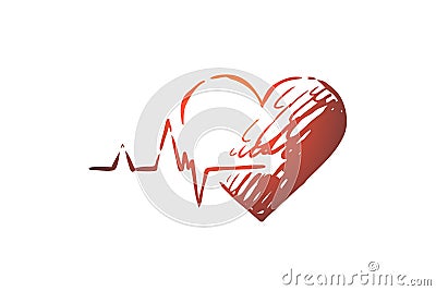 Health, heart, care, heartbeat, cardiogram concept. Hand drawn isolated vector. Vector Illustration