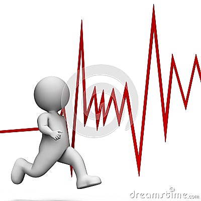 Health Heartbeat Represents Wellness Sprint And Render 3d Rendering Stock Photo