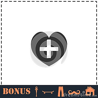 Health hearth cross icon flat Stock Photo