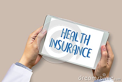 HEALTH INSURANCE Assurance Medical Risk Safety health care prof Stock Photo