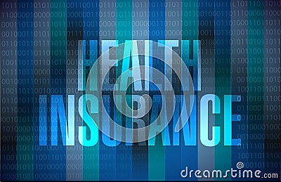 Health Insurance binary sign concept Cartoon Illustration