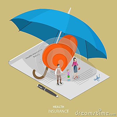 Health insurance flat isometric vector concept Vector Illustration