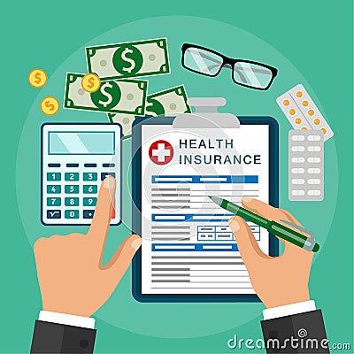 Health insurance. Healthcare concept. Vector Illustration