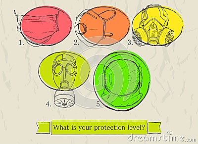 Health insurance infographic with mask, respirator and space suit. Vector illustration EPS8. Vector Illustration