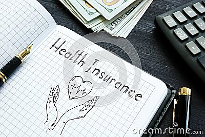 Health insurance is shown on the business photo using the text Stock Photo