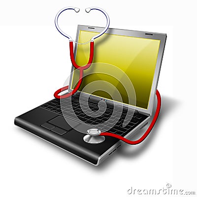 Health Laptop, Notebook yellow Stock Photo