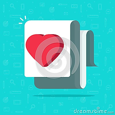 Health medical document vector flat cartoon illustration, idea of like love heart letter, wish concept Vector Illustration