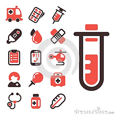 Health medical emergency vector icons healthcare medication drug laboratory science chemical capsule Vector Illustration