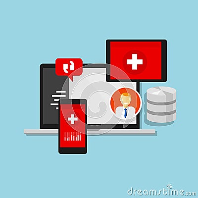 Health medical record information system hospital Vector Illustration