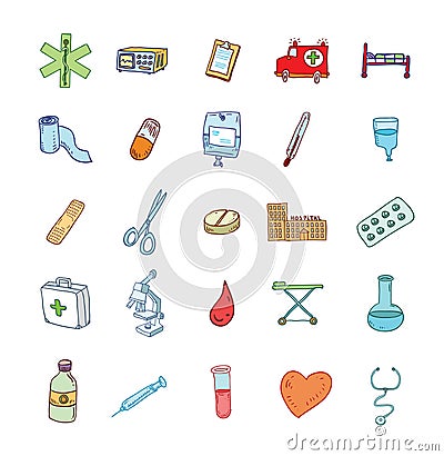 Health and medicine icons.vector Vector Illustration