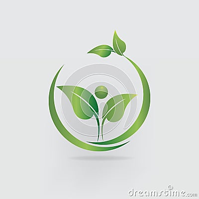 Logo health nature leaf people icon vector design Vector Illustration