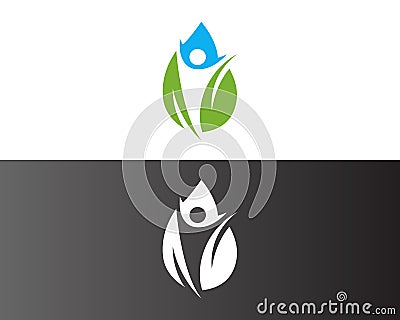 Health nature drop with human leaf logo. Vector Illustration