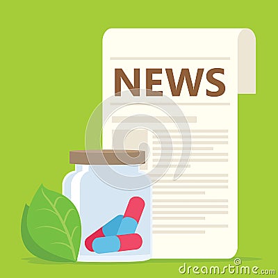 Health news with herbal medication Vector Illustration