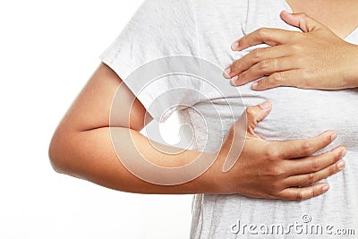 Health problem concept,woman pain breast Stock Photo
