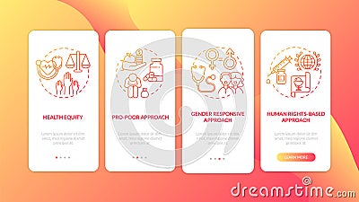 Health programs principles onboarding mobile app page screen with concepts Cartoon Illustration