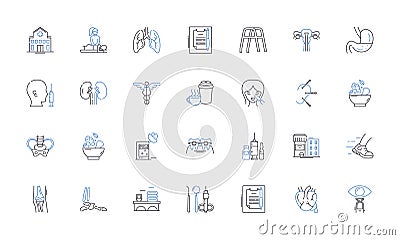 Health promotion line icons collection. Wellness, Fitness, Nutrition, Prevention, Hygiene, Exercise, Diet vector and Vector Illustration