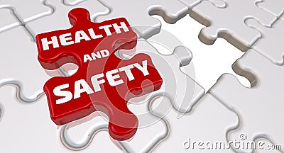 Health and safety. The inscription on the missing element of the puzzle Stock Photo