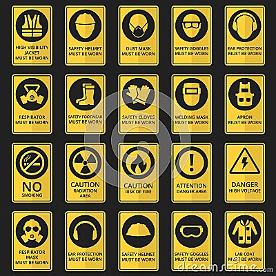 Health and safety signs. Equipment must be worn Vector Illustration