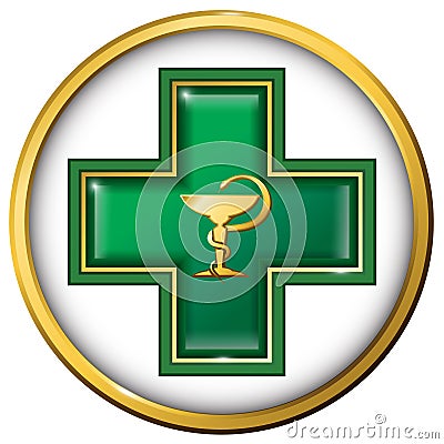 Health services sign, symbol. Medicine snake symbol, cross Vector Illustration