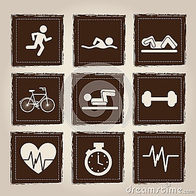 Health and sport icons Cartoon Illustration