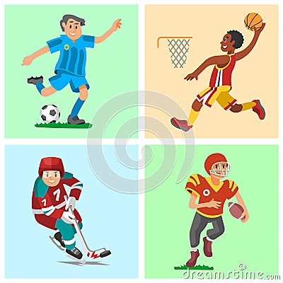 Health sport and wellness flat people characters sporting man activity woman athletic vector Illustration. Vector Illustration