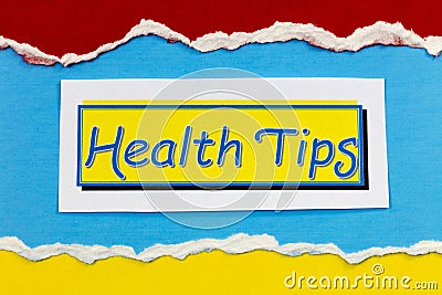 Health tips infographic medical health information healthy wellness lifestyle banner message Stock Photo