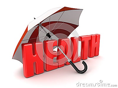 Health under Umbrella (clipping path included) Stock Photo