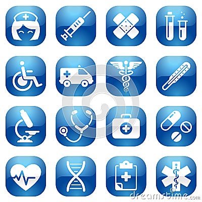 Healthcare Blue Icon Set Vector Illustration