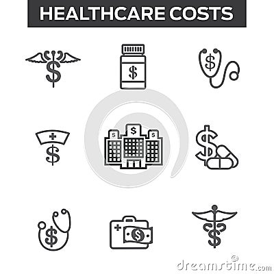 Healthcare costs and expenses showing concept of expensive health care Vector Illustration