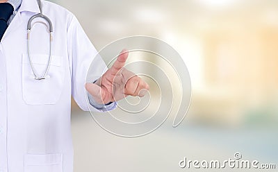 healthcare doctor touching virtual interface application, conce Stock Photo