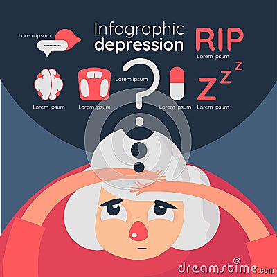 Healthcare infographic about depression Vector Illustration