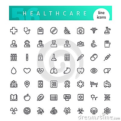 Healthcare Line Icons Set Vector Illustration