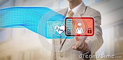 Healthcare Manager Accessing Latest Block Via DLT Stock Photo