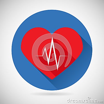Healthcare and Medical Care Symbol Heart Beat Rate Vector Illustration